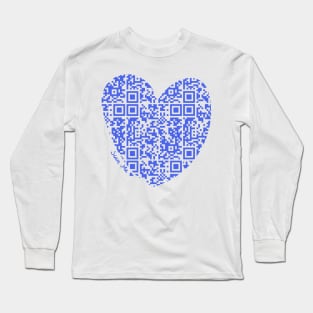 Purple Rick Astley Rickroll QR Code Heart Art Long Sleeve T-Shirt